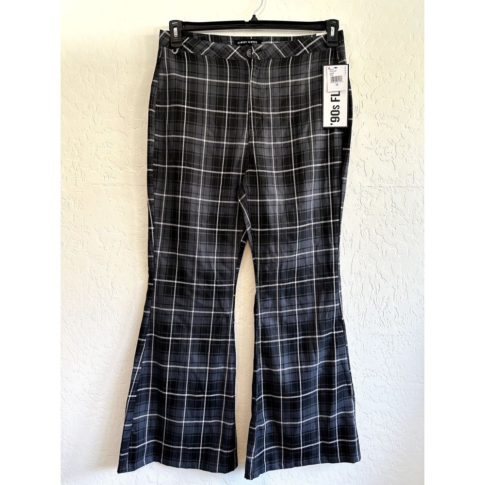 Almost Famous Juniors Plaid Flare Pants Size 13 Hippie Boho brand new!